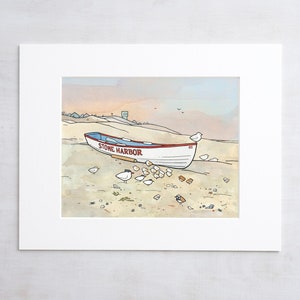 Stone Harbor Boat Beach Shorebirds and Sandpipers Illustration Print New Jersey Shore, Wall Art