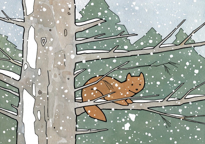 Pine Marten Christmas Card Animal Illustrated Holiday Card image 4