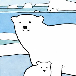 Baby Polar Bear Card Winter Baby Animal Illustration Card image 2