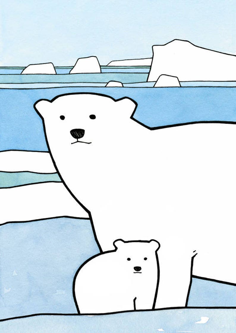 Baby Polar Bear Card Winter Baby Animal Illustration Card image 2