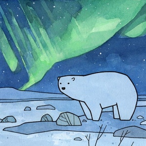 Polar Bear Northern Lights Christmas Card image 2