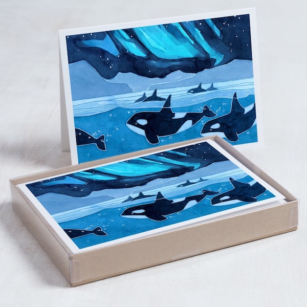 Orcas Northern Lights Holiday Card Set