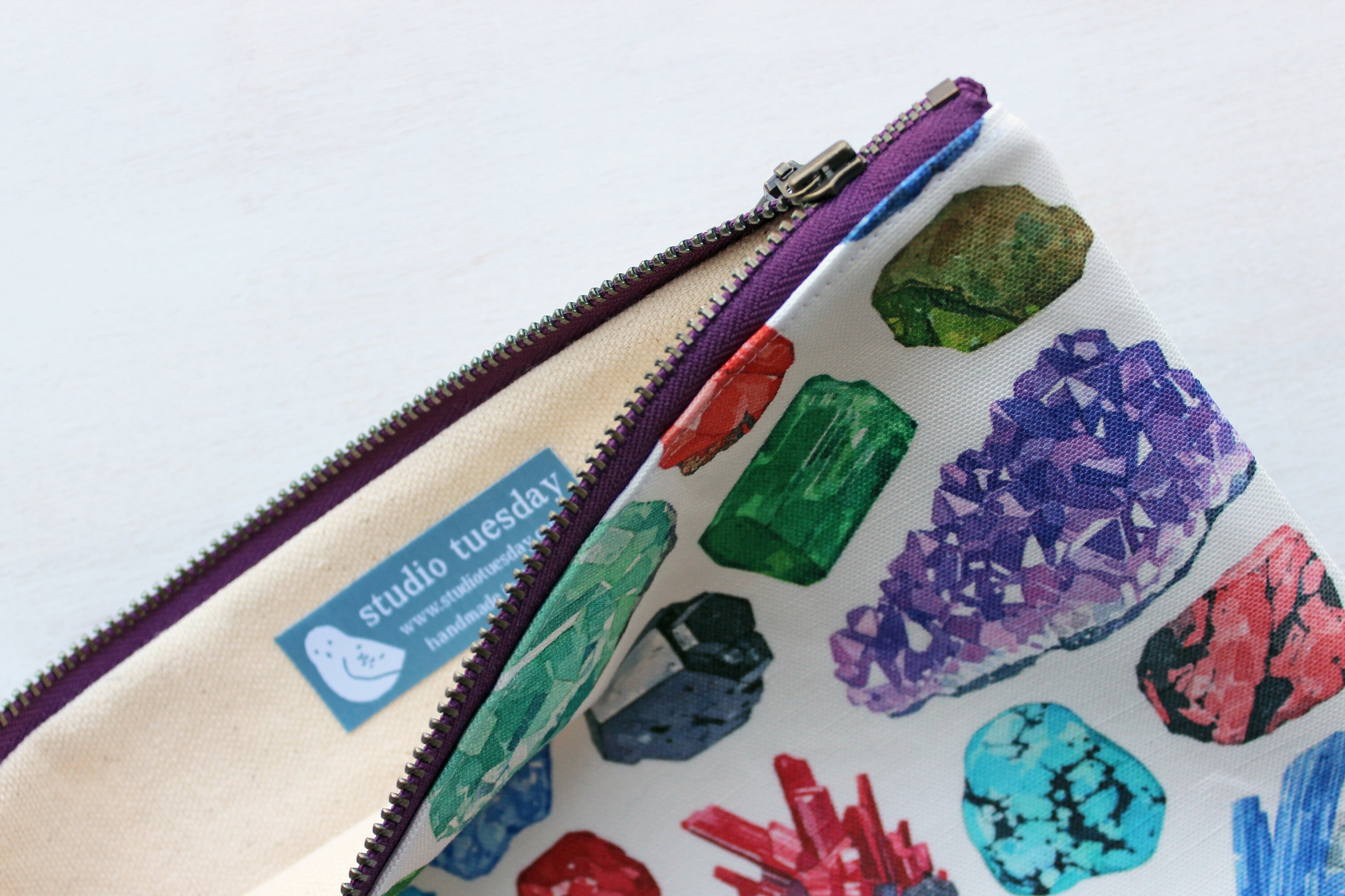 Minerals Zipper Bag Crystals and Gems Handmade Zipper Pouch Etsy