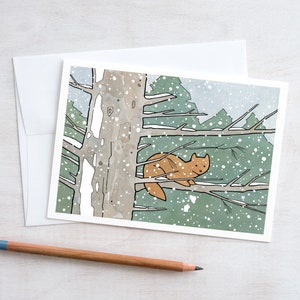 Animal Mixed Christmas Card Set 2 10 Illustrated Animal Notecards Holiday Winter Stationary image 4