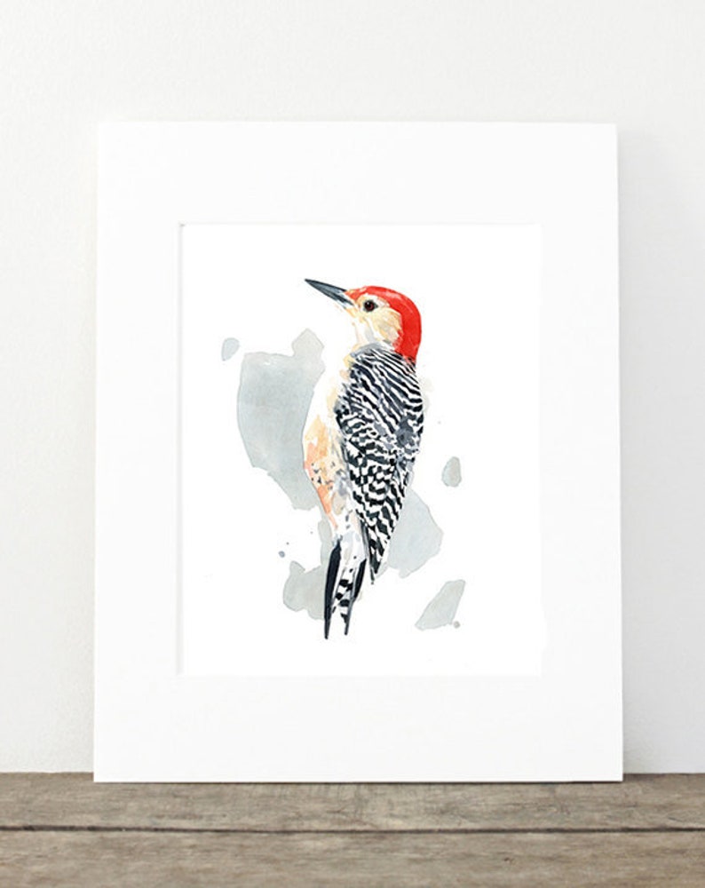 Red-bellied Woodpecker Print Watercolor Bird Painting Bird Wall Art image 6