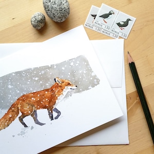 Fox in Snow Christmas Card Set Winter Watercolor Greeting Cards Holiday Cards image 6