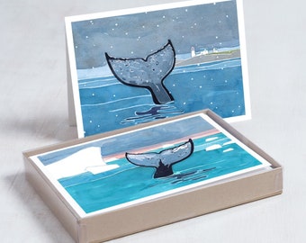 Whale Tails Holiday Card Set Mix Nautical Christmas Cards