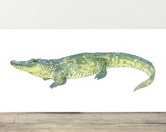 Alligator Print Watercolor Animal Art Print