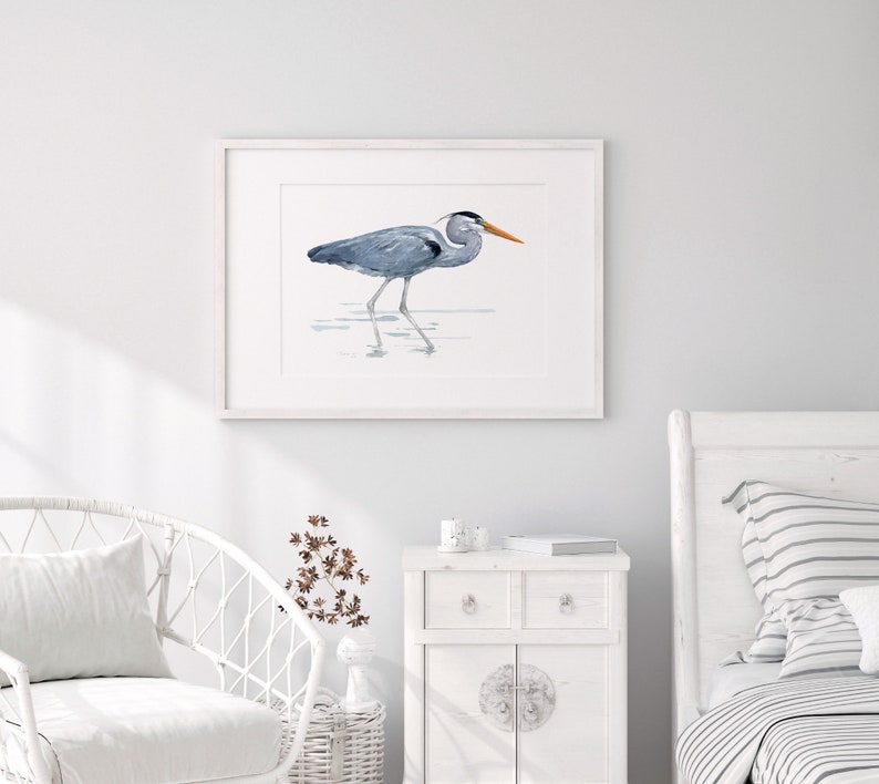 Great Blue Heron Watercolor Art Print Large Bird Art image 6