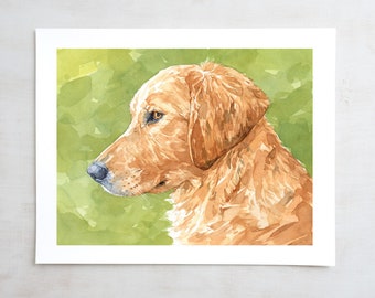 Golden Retriever Dog Print Watercolor 11x14 Limited Edition Print Dog Art Pet Portrait