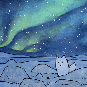 Cartão de Natal da Northern Lights Arctic Fox imagem 3