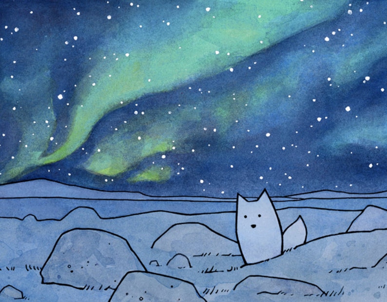 Cartão de Natal da Northern Lights Arctic Fox imagem 3