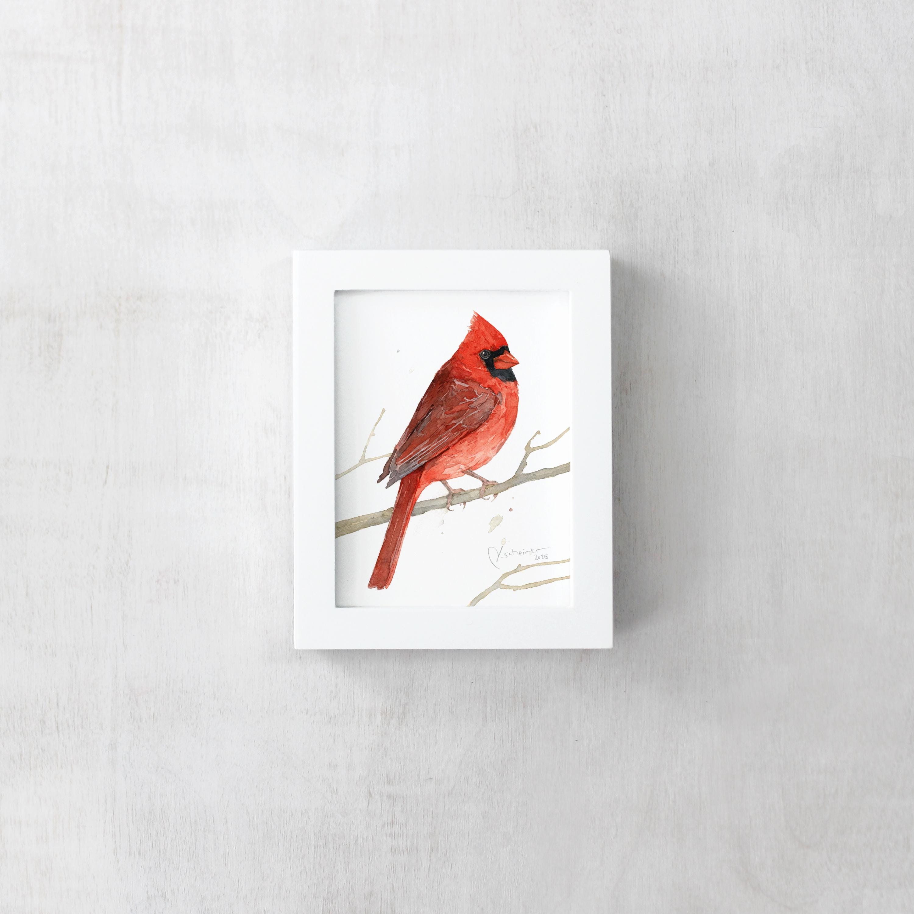 Framed Mini Male Cardinal Watercolor Print Tabletop Frame Bird Gift - Etsy