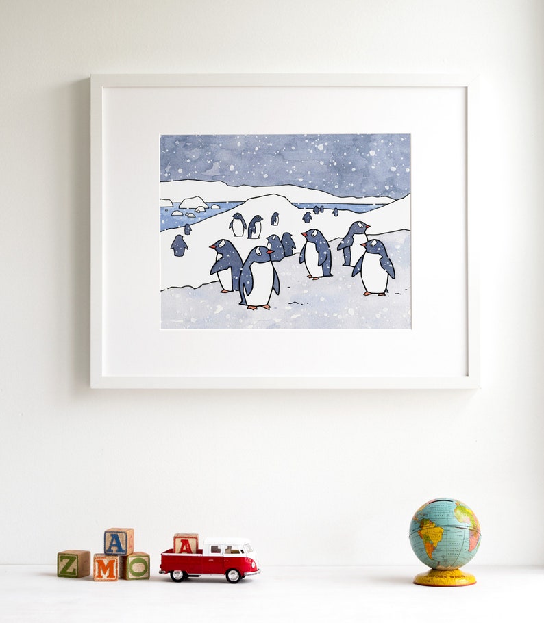 Gentoo Penguins Art Print Nursery Wall Art Animal Nursery Decor image 2
