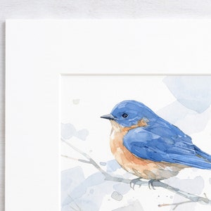 Bluebird Watercolor Print Woodland Painting Bird Decor Backyard Birdwatcher Gift 5x7 image 6