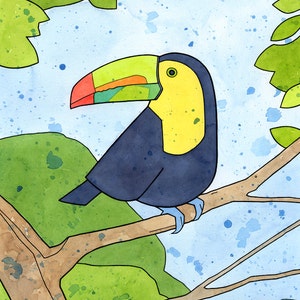 Toucan Bird Art Print Kids Room Decor Tropical Rainforest Nursery Wall Art image 2