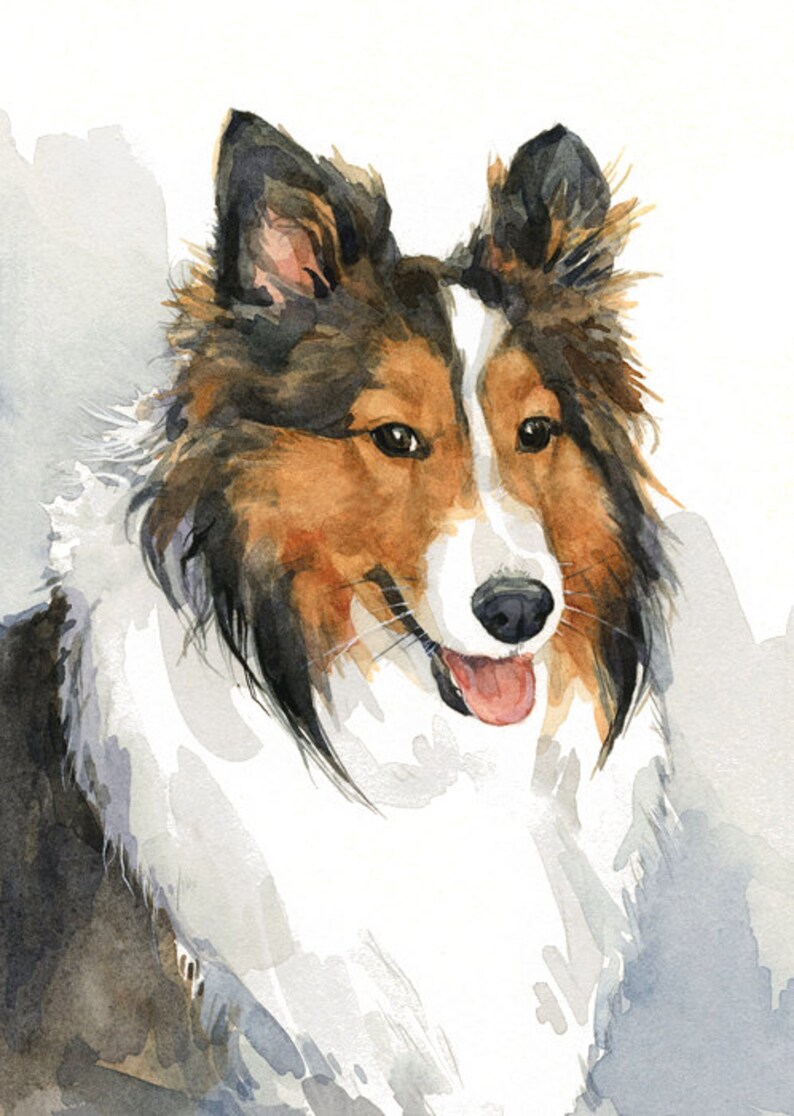 Dog Watercolor Pet Portrait 5x7 Realistic Painting White Etsy