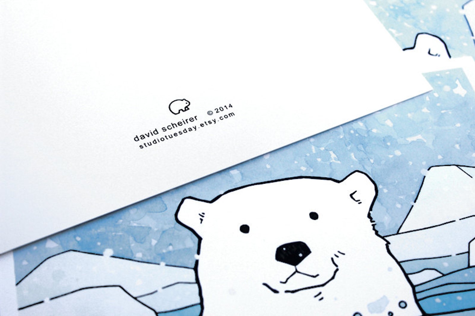 Polar Bear Holiday Card Set 10 Illustrated Cards Winter Animal ...