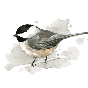 Chickadee Watercolor Painting Spring Bird Print Backyard Birdwatcher image 2