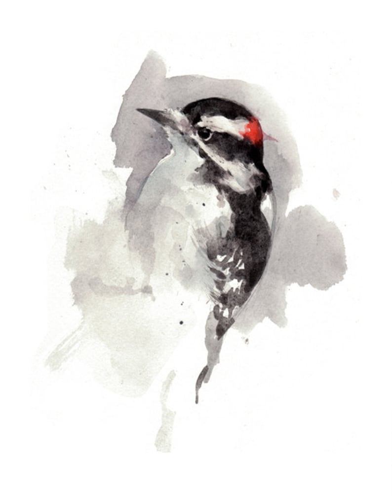 Woodpecker Watercolor Painting Art Print Home Office Decor image 2