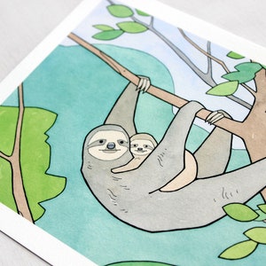 Sloth Print Childs Room Wall Art Baby Sloth Nursery Wall Art image 5