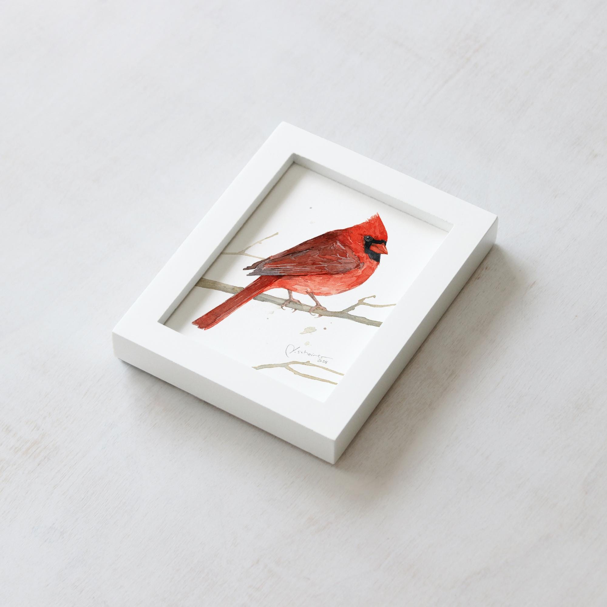 Framed Mini Male Cardinal Watercolor Print Tabletop Frame Bird Gift - Etsy