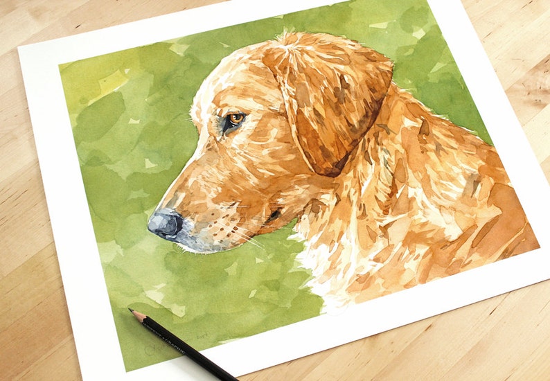 Golden Retriever Dog Print Watercolor 11x14 Limited Edition Print Dog Art Pet Portrait image 4
