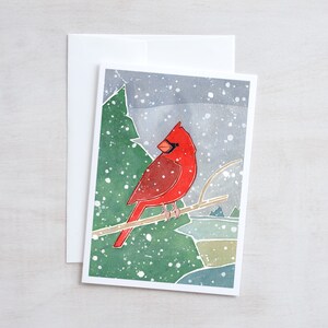 Cardinal Christmas Card Illustrated Holiday Card Winter Stationery image 2