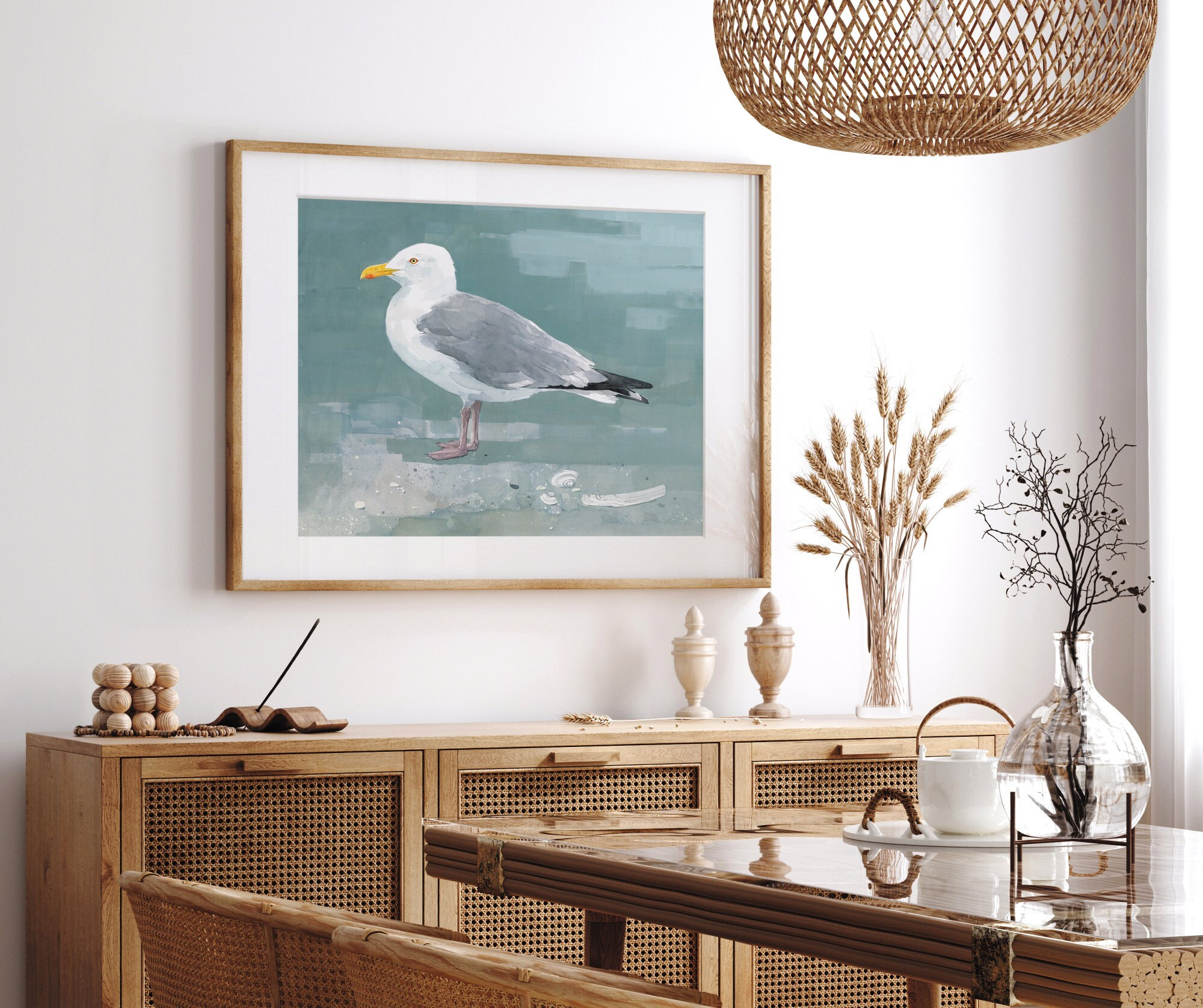 Herring Gull Beach Print Large Seagull Nautical Bird Art