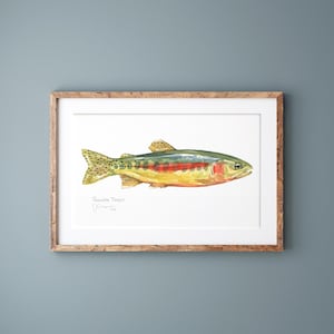 Impression d'art poisson truite dorée, décoration Lakehouse Lodge