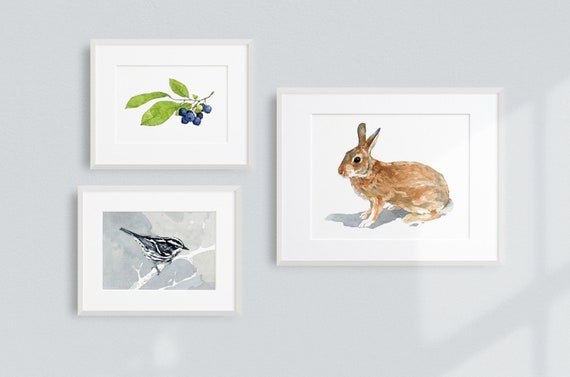 Paruline Noir Et Blanc Des Fleurs De Cerisier Petit Oiseau Art Mural