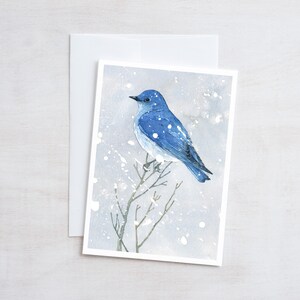 Winter Birds Holiday Cards Mixed Set 2 Birds in Snow Watercolor Christmas Card Set Festive Stationary image 5