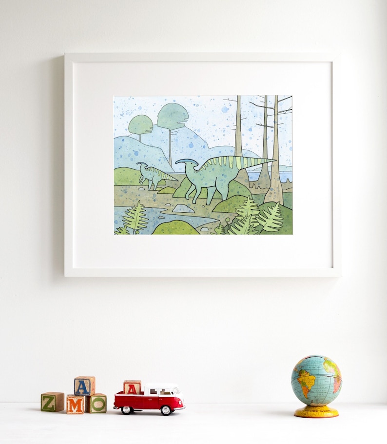 Dinosaur Wall Art DuckBilled Dinosaur Print Dinosaur Nursery Etsy