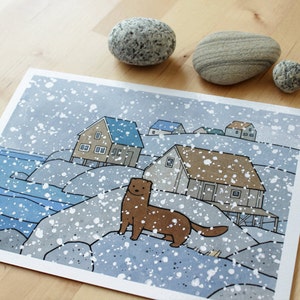 Animal Mixed Christmas Card Set 2 10 Illustrated Animal Notecards Holiday Winter Stationary image 9