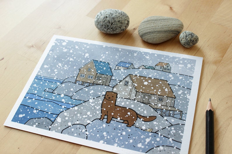 Juego de tarjetas de Navidad mixtas con animales 2 10 tarjetas de notas de animales ilustradas Papelería navideña de invierno imagen 9