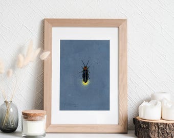 Firefly Art Print Lightning Bug Watercolor Painting