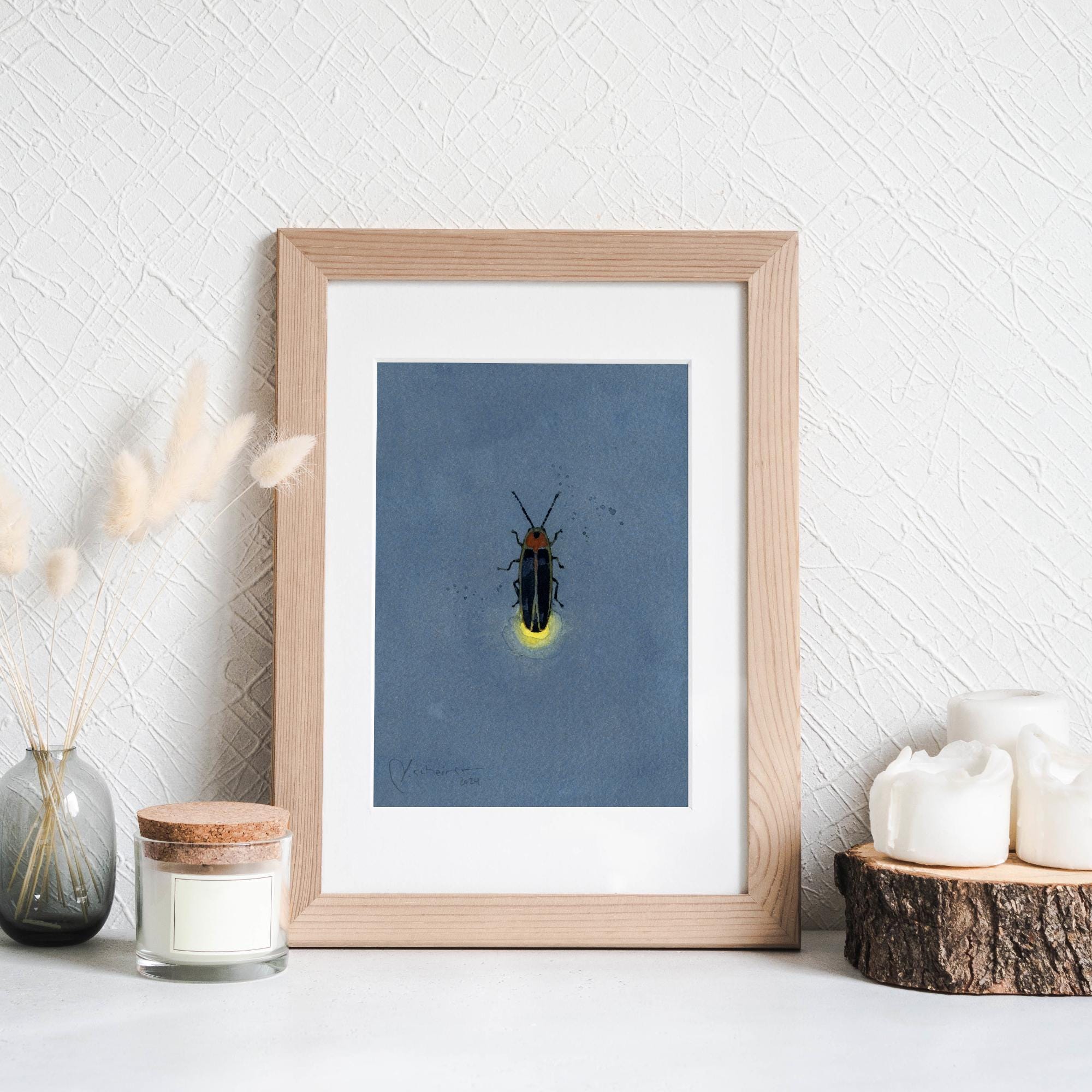 ホタルのアートプリント 稲妻の水彩画 - Etsy 日本