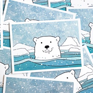 Polar Bear Holiday Card Set 10 Illustrated Cards Winter Animal ...
