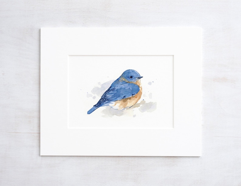 Bluebird Watercolor Painting Bird Print Bird Watcher Gift image 1