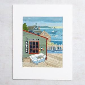 Maine General Store Print Lobster Dock Seascape Art