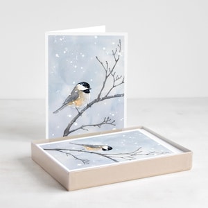 Zestaw kart świątecznych Chickadee in Snow 10 zimowych kartek świątecznych