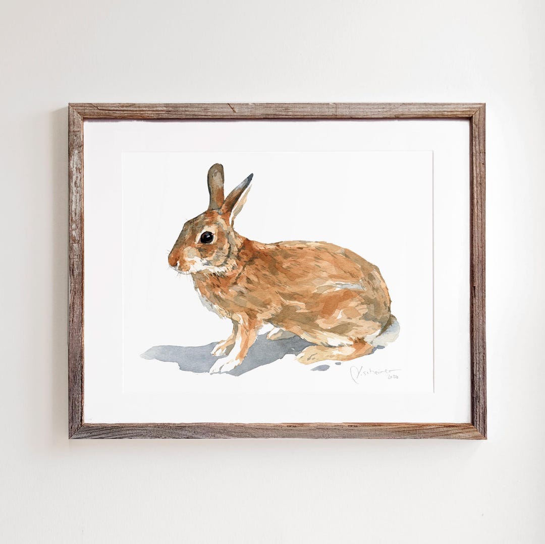 Wild Rabbit Watercolor Print Nature Wildlife Art Modern Farmhouse Wall ...