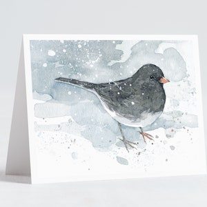 Winter Birds Holiday Cards Mixed Set 2 Birds in Snow Watercolor Christmas Card Set Festive Stationary image 6