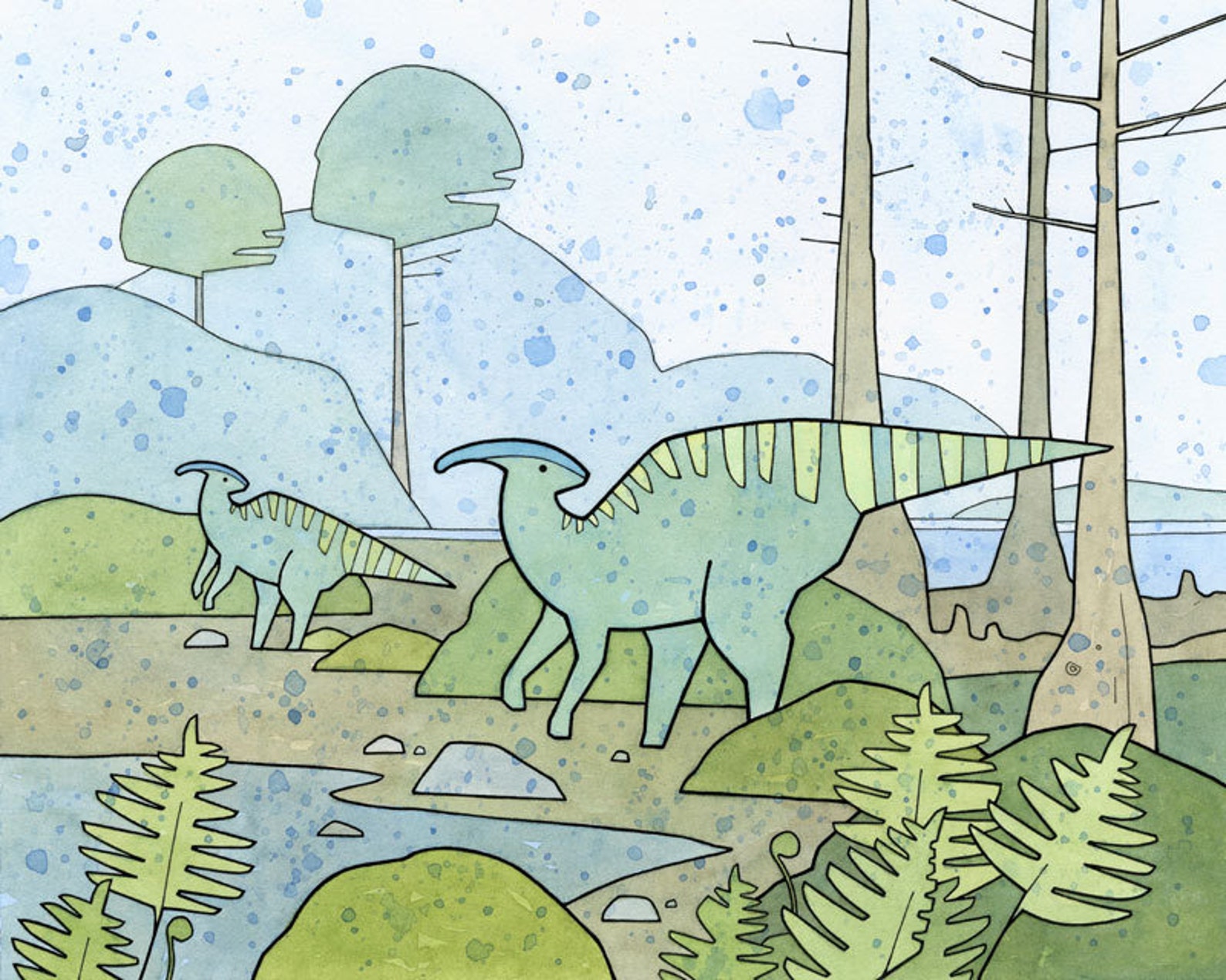 Dinosaur Wall Art DuckBilled Dinosaur Print Dinosaur Nursery Etsy