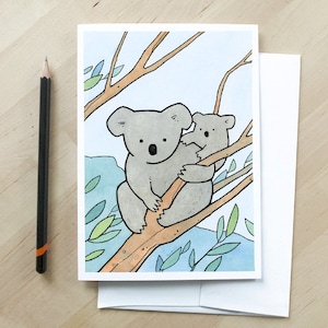Carte nouveau-né ours koala Carte nouvelle maman Illustration aquarelle de bébé animal