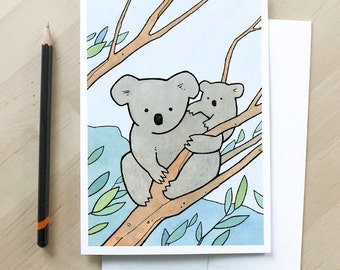 Koala Bear New Baby Card New Mom Card Baby Animal Watercolor Illustration