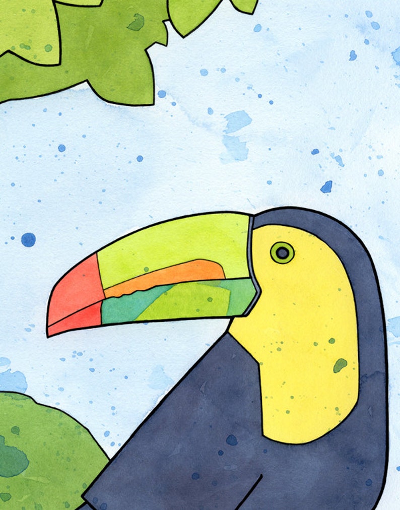 Toucan Bird Art Print Kids Room Decor Tropical Rainforest Nursery Wall Art image 3