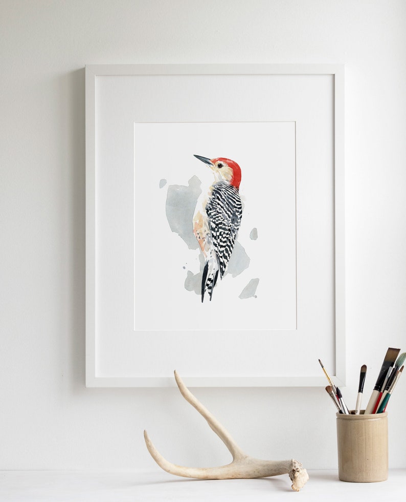 Red-bellied Woodpecker Print Watercolor Bird Painting Bird Wall Art image 5