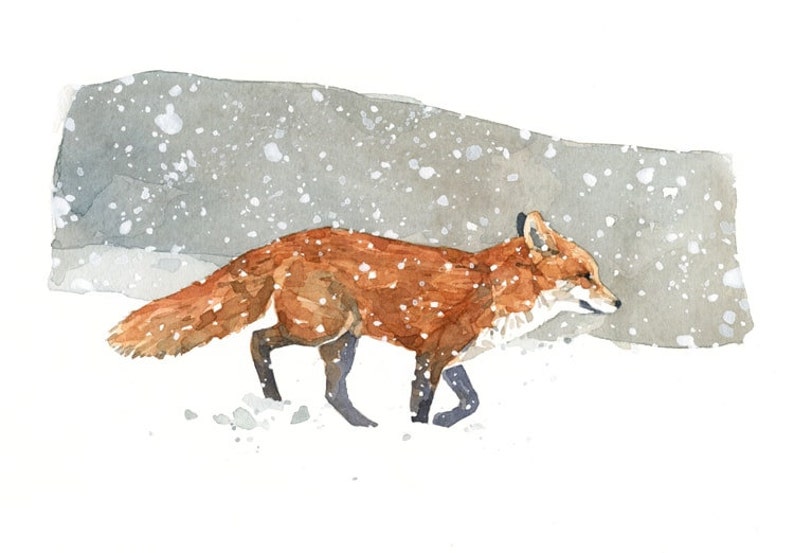 Fox in Snow Christmas Card Set Winter Watercolor Greeting Cards Holiday Cards image 5