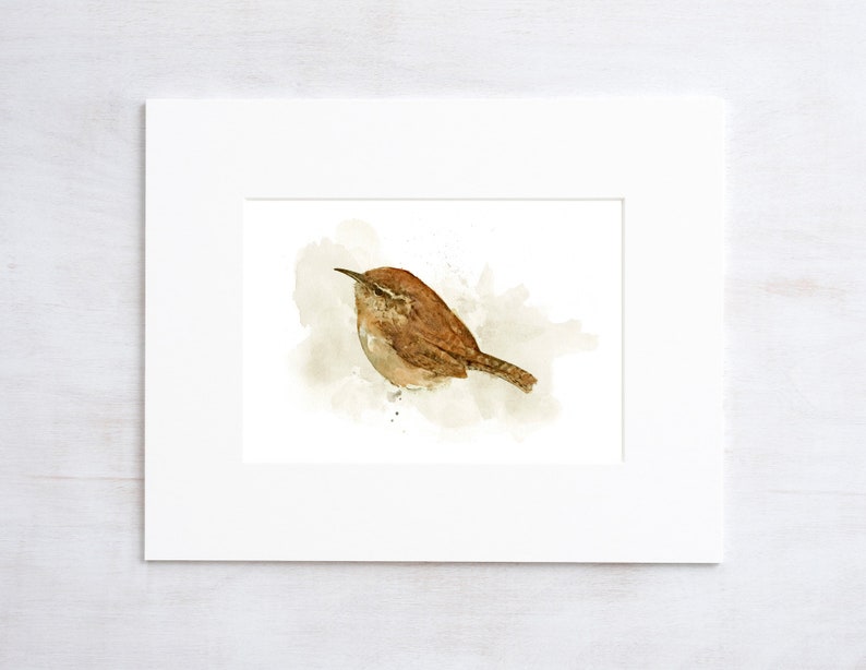 Carolina Wren Watercolor Painting 5x7 Print image 1